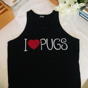 I Love (Heart) Pugs Black Tank Sz S by Idakoo